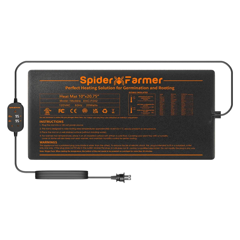 Spider Farmer Heizmatte 52x25 cm mit Thermostat 20 Watt – 1