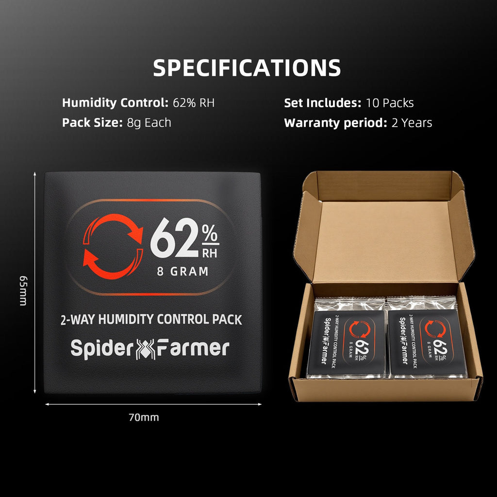 Spider Farmer 10 Stück 8 g 2-Way Humidity Control Hygro-Packs 62% – 8