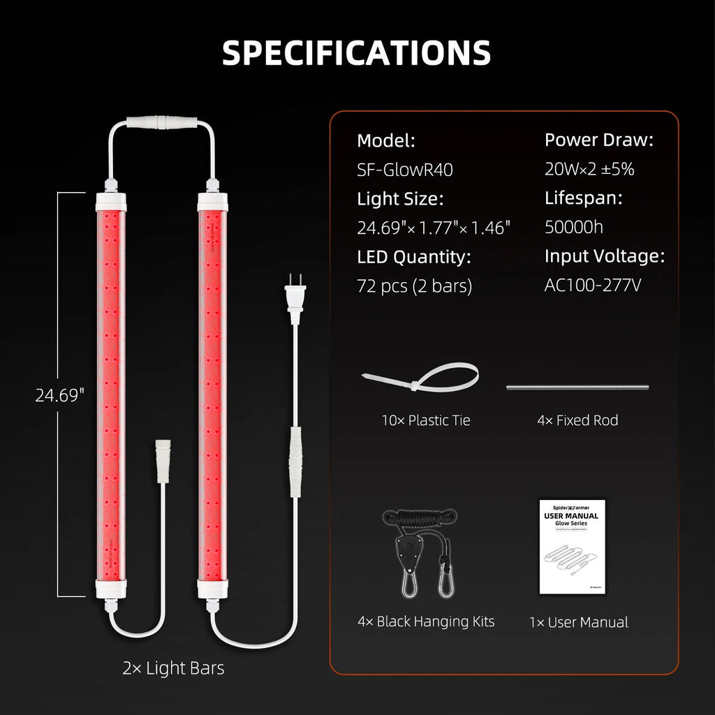 Spider Farmer GlowR40 Deep Red LED Zusatzbeleuchtung 40 Watt – 7