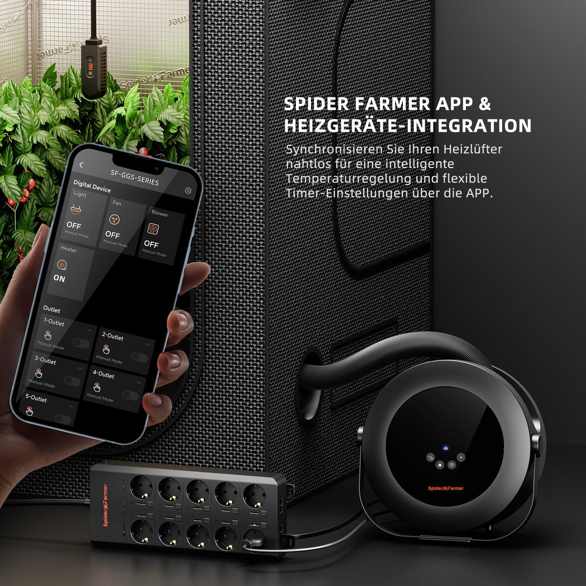 Spider Farmer Heizlüfter mit 10 Stufen 540 Watt – 9