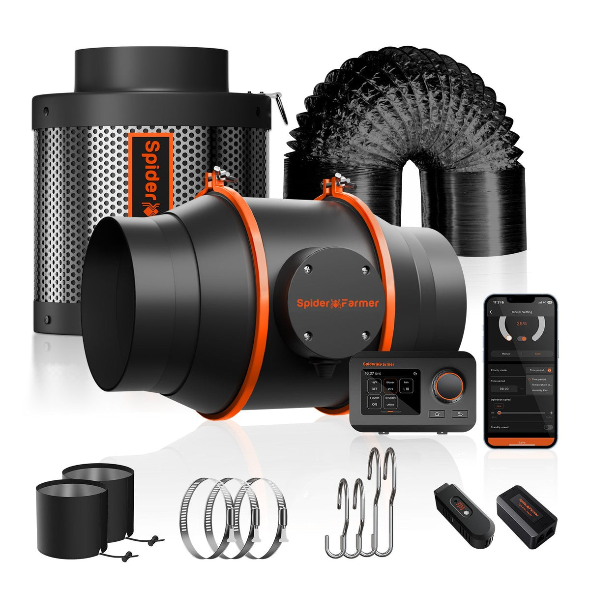 Spider Farmer Smartes Abluftset mit GGS Klimasteuerung bis 686 m³/h – 1