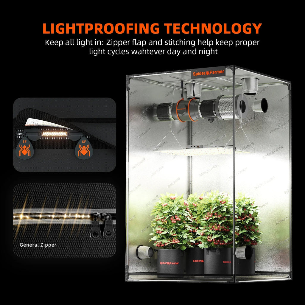 Spider Farmer Hydroponik (DWC) Komplettset (120x120x200 cm) 480 Watt G5000 EVO LED mit GGS für smarte Steuerung und 4 Töpfen – 11