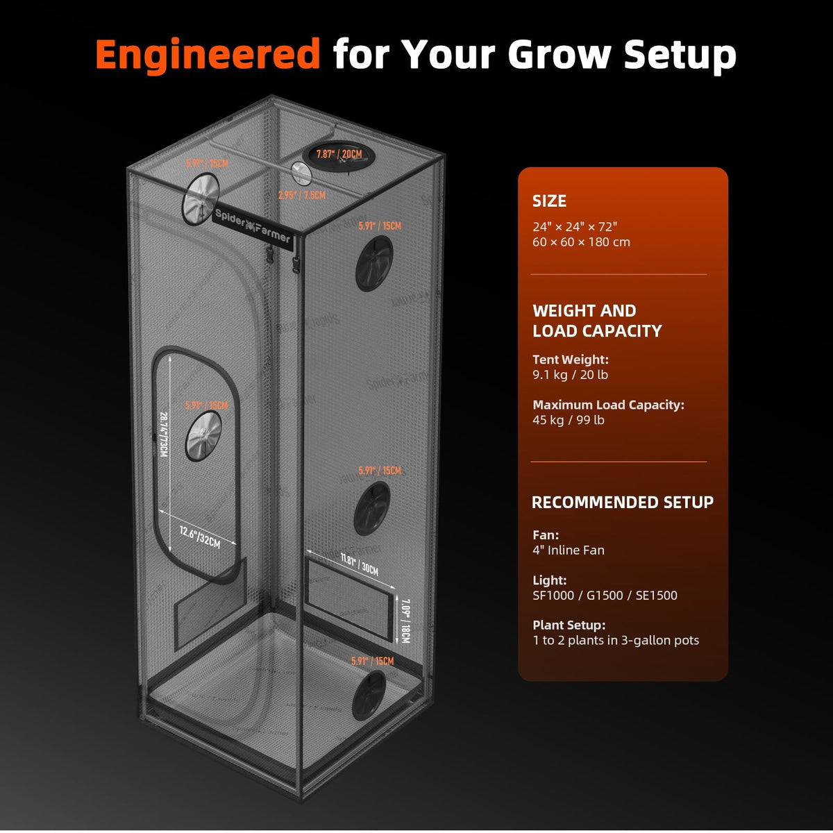 Spider Farmer Master Series Growbox (60x60x180 cm) – 2