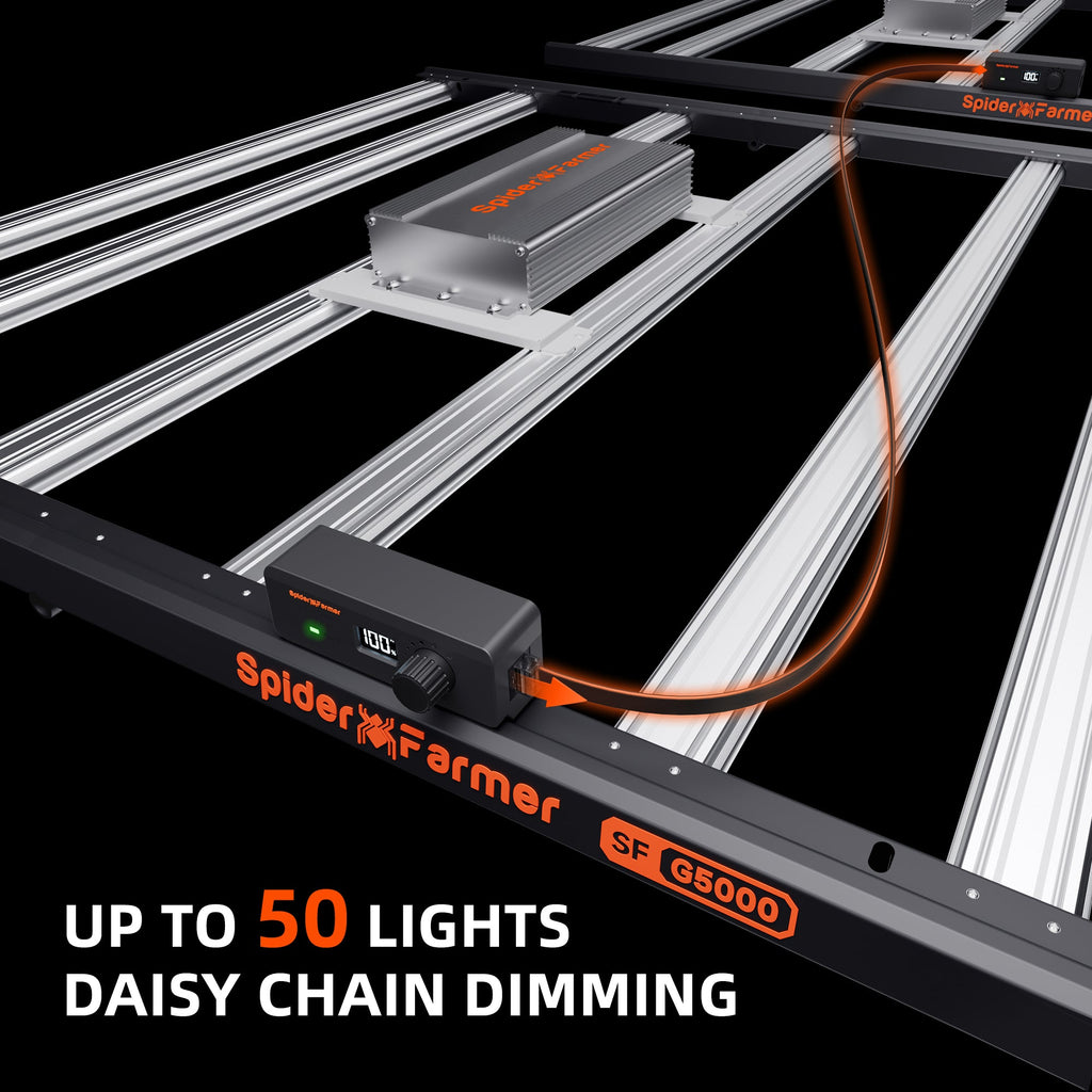 Spider Farmer Hydroponik (DWC) Komplettset (120x120x200 cm) 480 Watt G5000 EVO LED mit GGS für smarte Steuerung und 4 Töpfen – 17