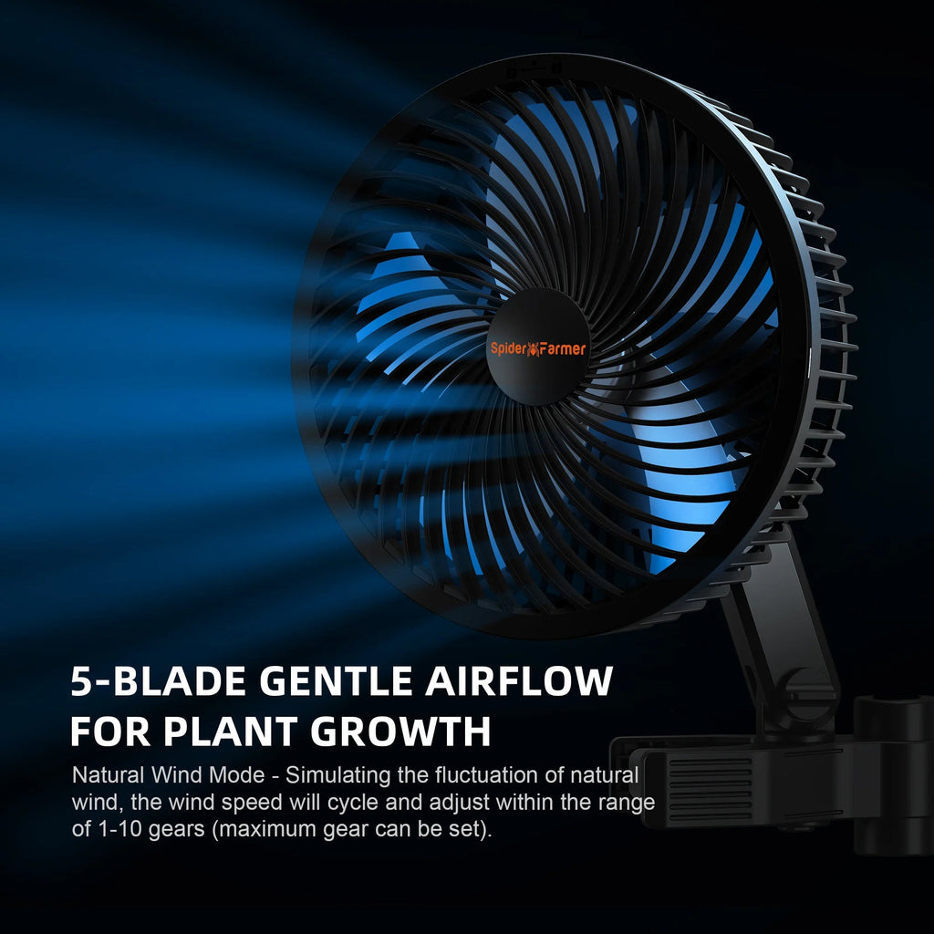 Spider Farmer Smarter Schwenkventilator mit Stangenclip Ø 15 cm 8 Watt – 5