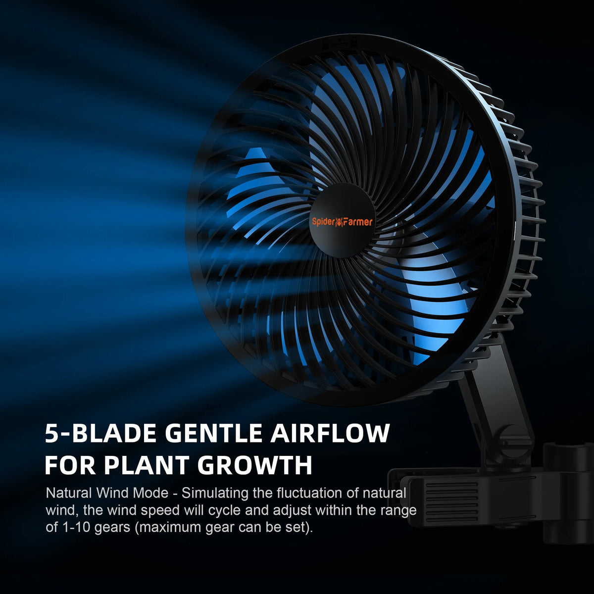 Spider Farmer Smarter Schwenkventilator mit Stangenclip Ø 15 cm 8 Watt – 5