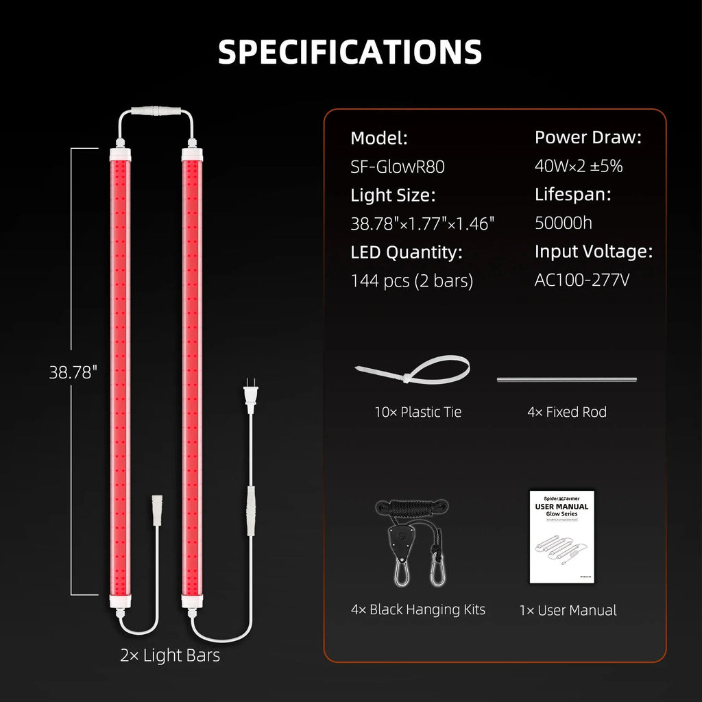 Spider Farmer GlowR80 Deep Red LED Zusatzbeleuchtung 80 Watt – 7