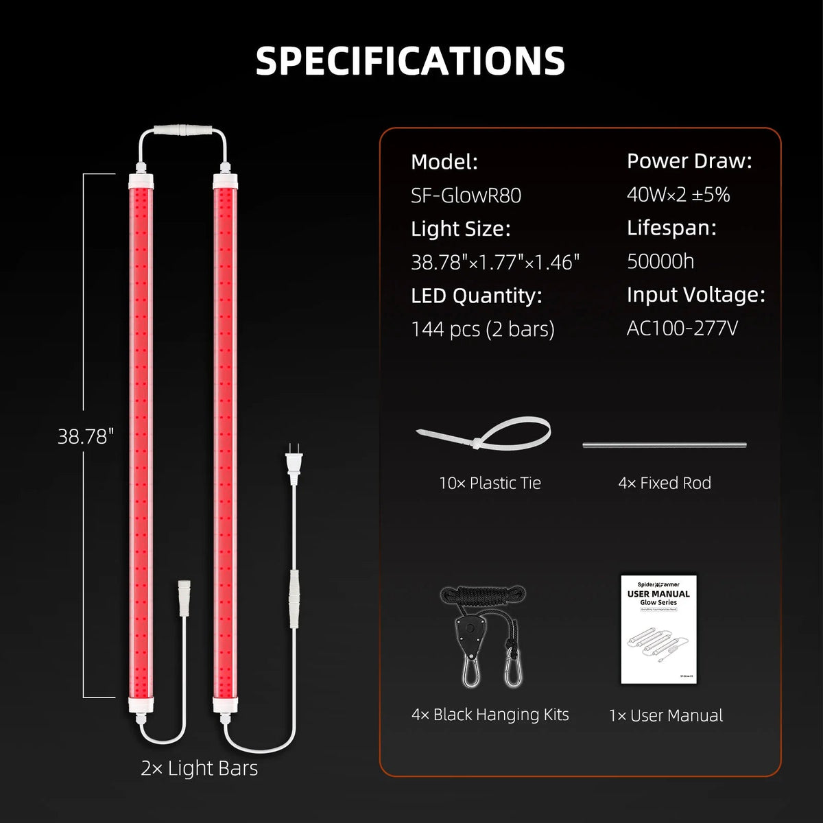Spider Farmer GlowR80 Deep Red LED Zusatzbeleuchtung 80 Watt – 7