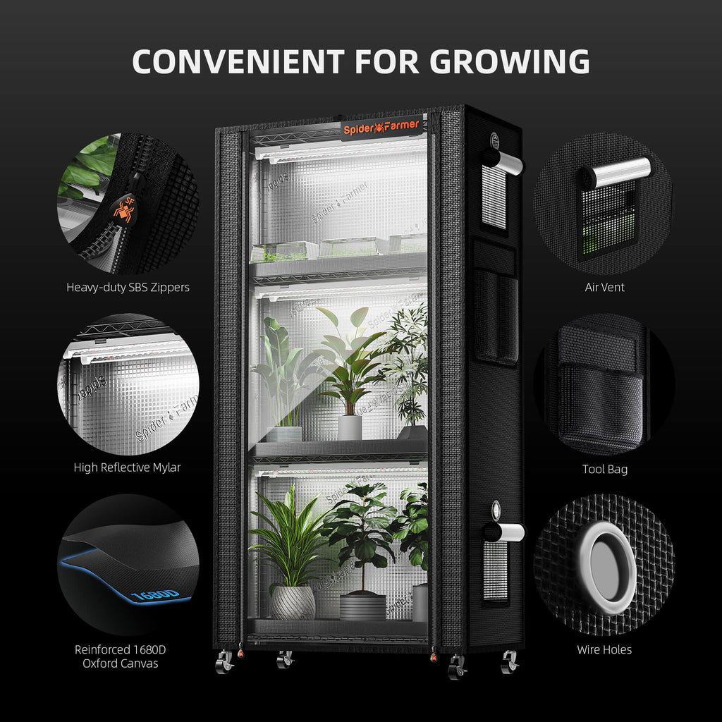 Spider Farmer Anzucht/Stecklinge Komplettset (70x35x150 cm) 108 Watt LED – 2