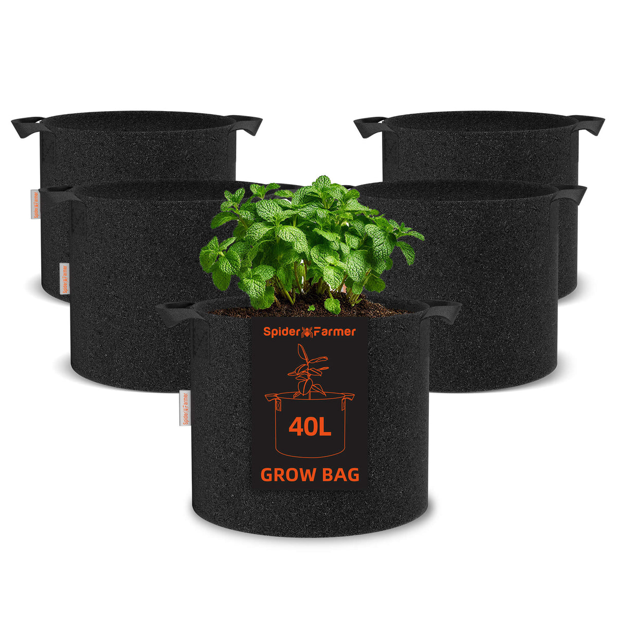 Spider Farmer 5er Set Stofftöpfe 40 L – 1