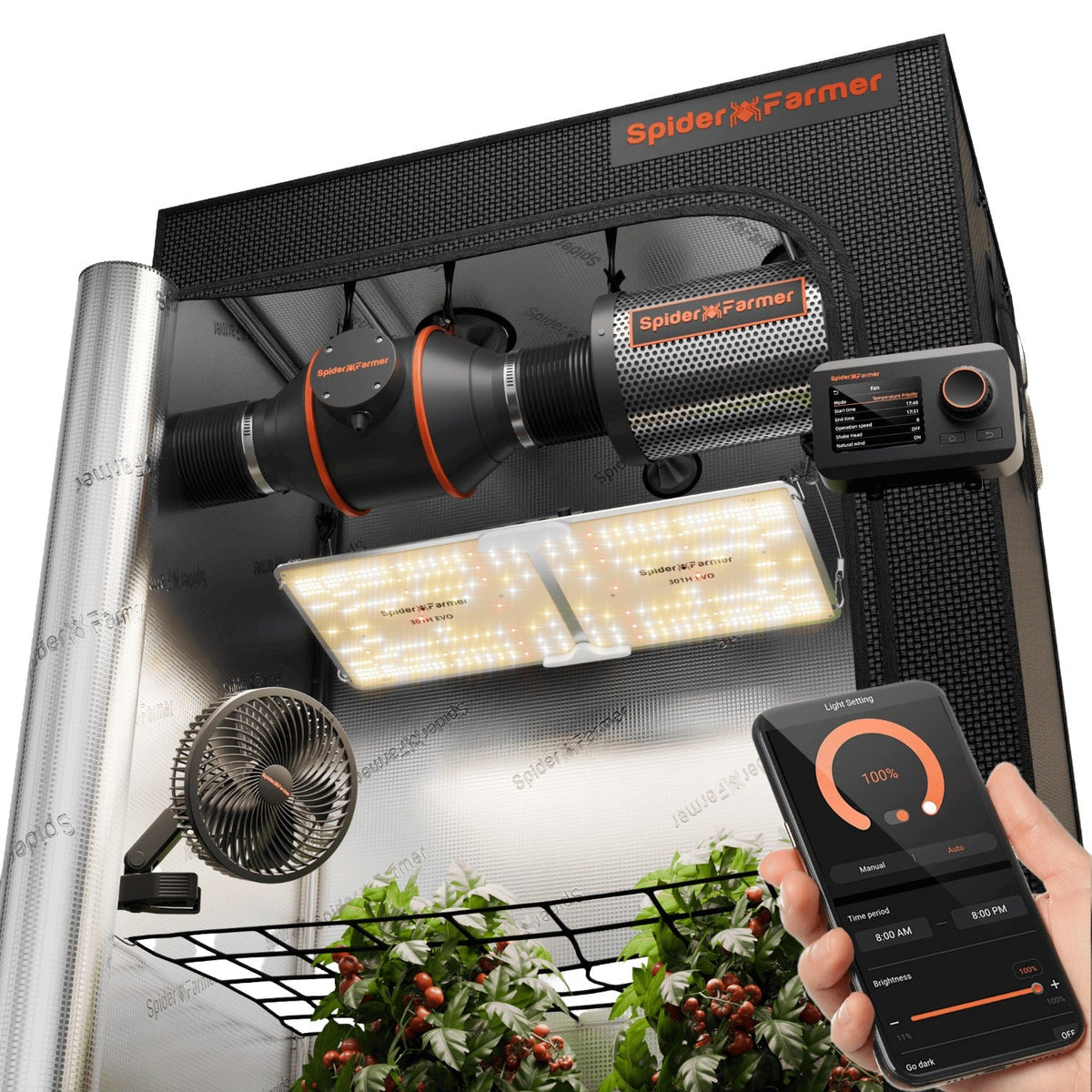 Spider Farmer Komplettset (120x60x180 cm) 200 Watt SF2000 LED mit GGS für smarte Steuerung – 1