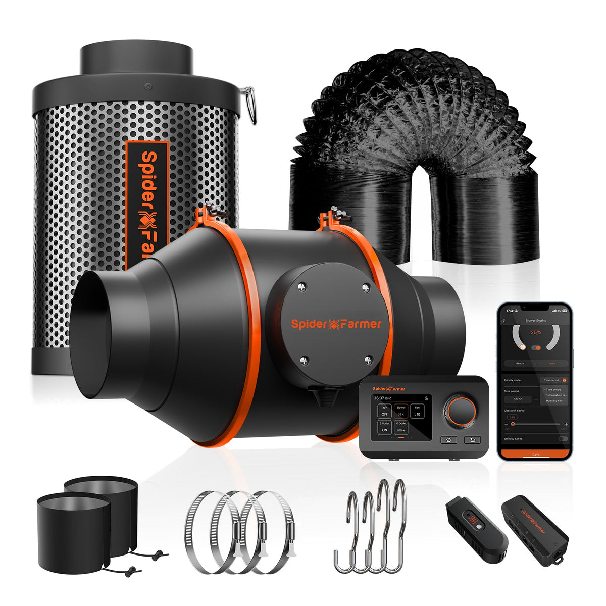 Spider Farmer Smartes Abluftset mit GGS Klimasteuerung bis 350 m³/h – 1