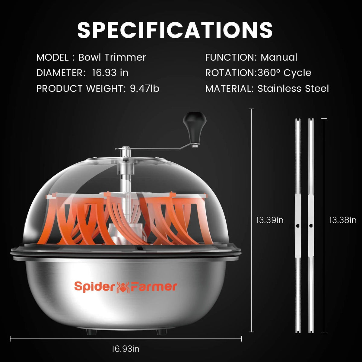 Spider Farmer Mechanische Trimmer-Maschine Ø 40 cm – 3
